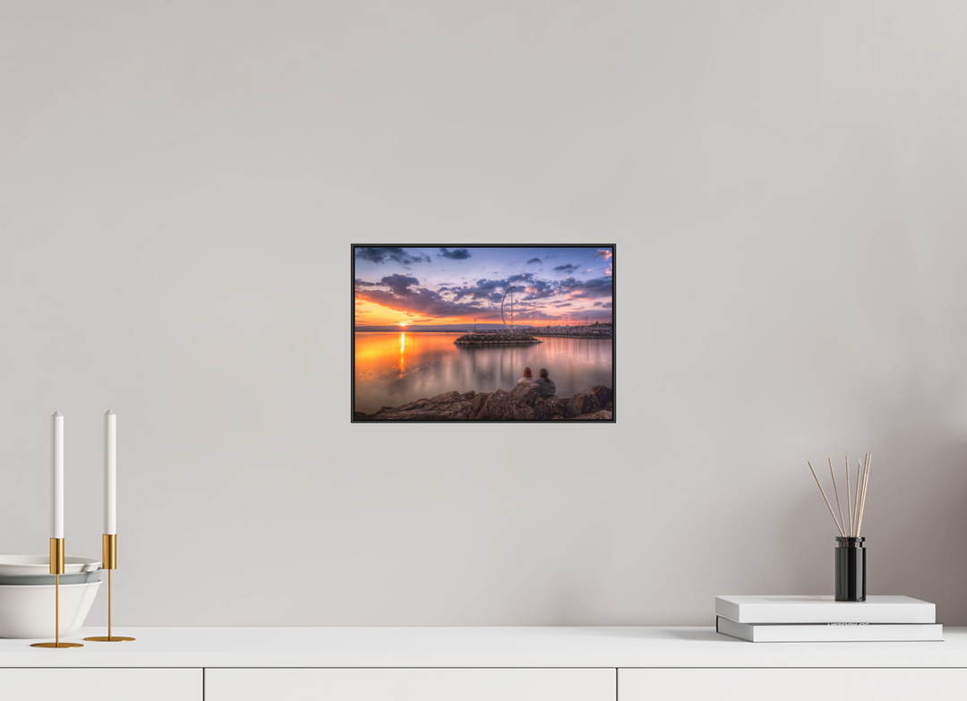 30 x 20 cm, Aluminum Floater-Framed Fuji Print on Alu-Dibond Dusk's Golden Symphony