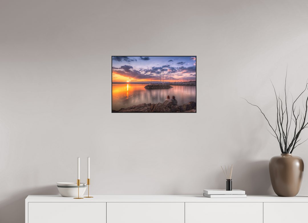 60 x 40 cm, Aluminum Floater-Framed Fuji Print on Alu-Dibond Dusk's Golden Symphony