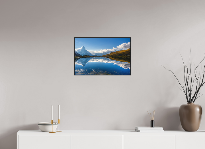 60 x 40 cm, Aluminum Floater-Framed Fuji Print on Alu-Dibond Matterhorn's Mirror Image