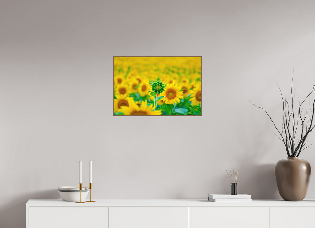 60 x 40 cm, Wood Floater-Framed Fuji Print on Alu-Dibond The Standout Sunflower