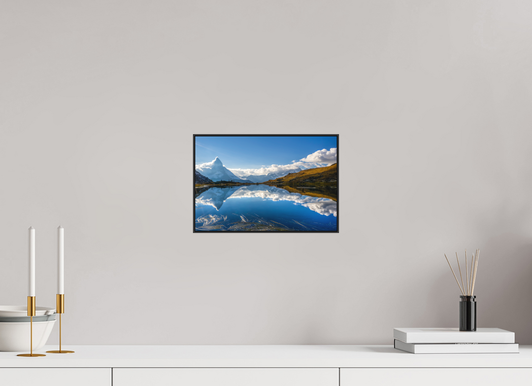 30 x 20 cm, Aluminum Floater-Framed Fuji Print on Alu-Dibond Matterhorn's Mirror Image