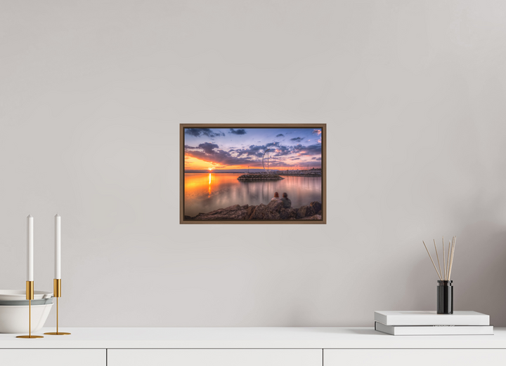 30 x 20 cm, Wood Floater-Framed Fuji Print on Alu-Dibond Dusk's Golden Symphony