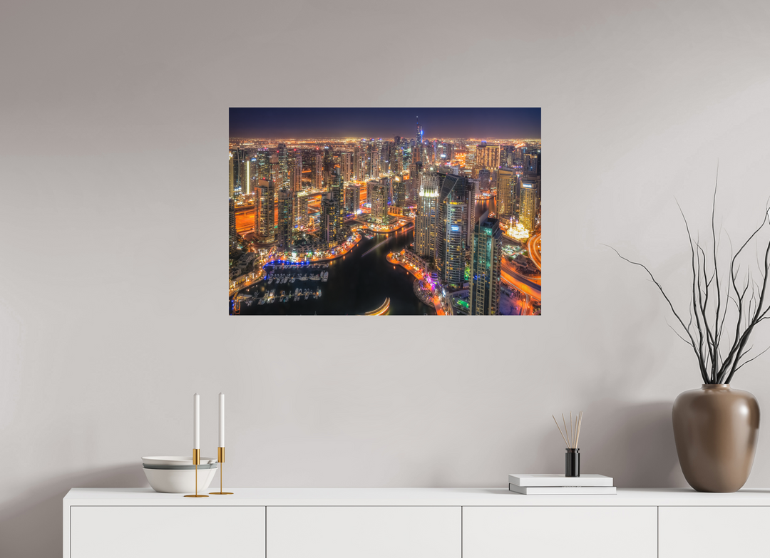 90 x 60 cm, Fuji Print Urban Glow - Dubai Marina at Night