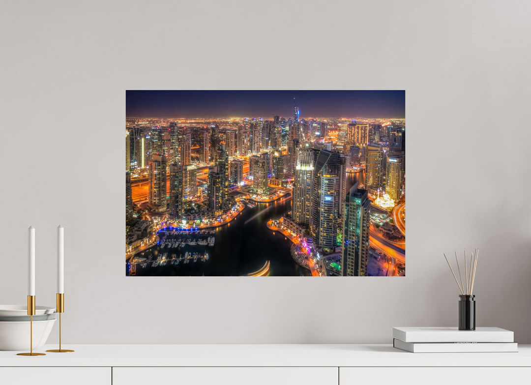 60 x 40 cm, Fine Art Baryta Print Urban Glow - Dubai Marina at Night