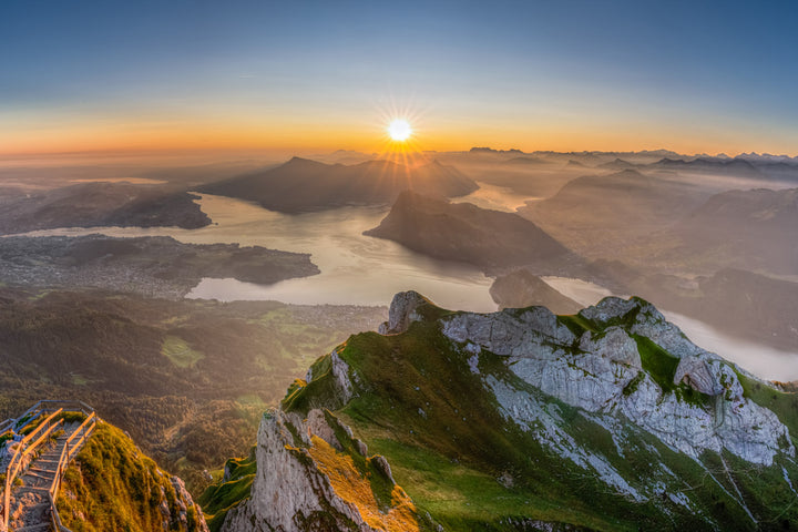 Sunrise Splendor: Lake of Four Cantons from Pilatus Kulm
