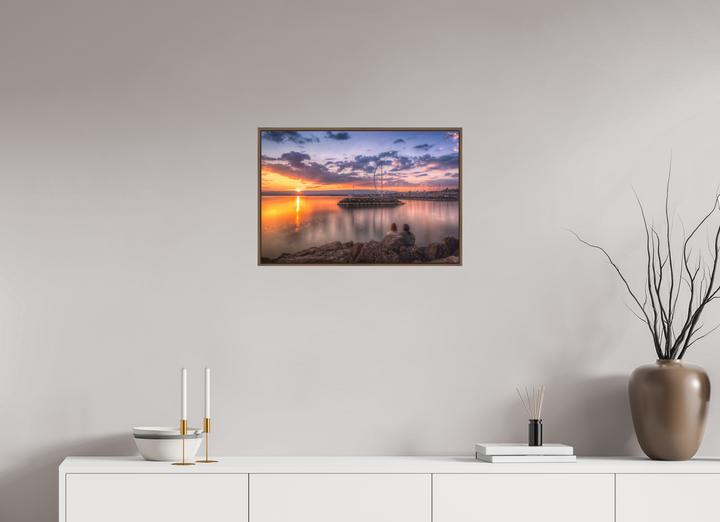 60 x 40 cm, Wood Floater-Framed Fuji Print on Alu-Dibond Dusk's Golden Symphony