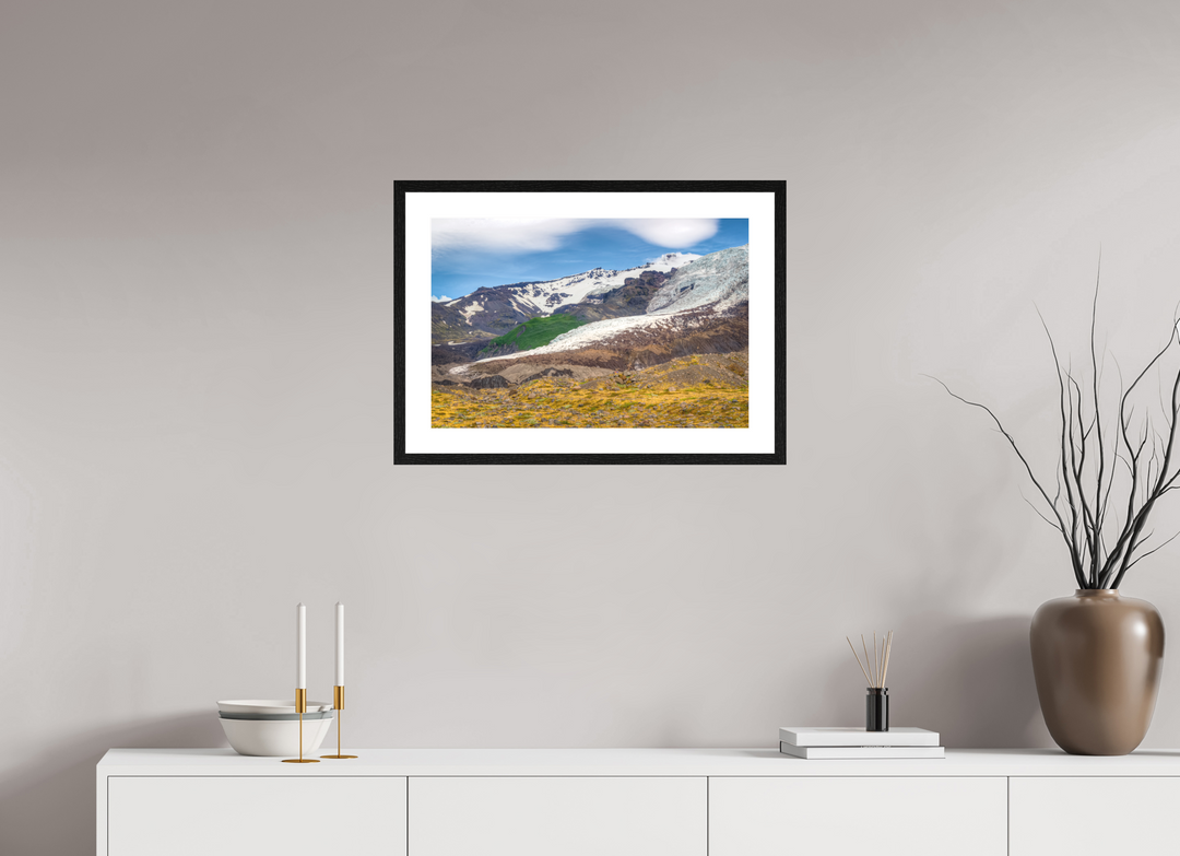 60 x 40 cm, Wood Framed Baryta Print with Passe-Partout Four Seasons Glacier
